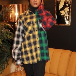 Multi plaid color top